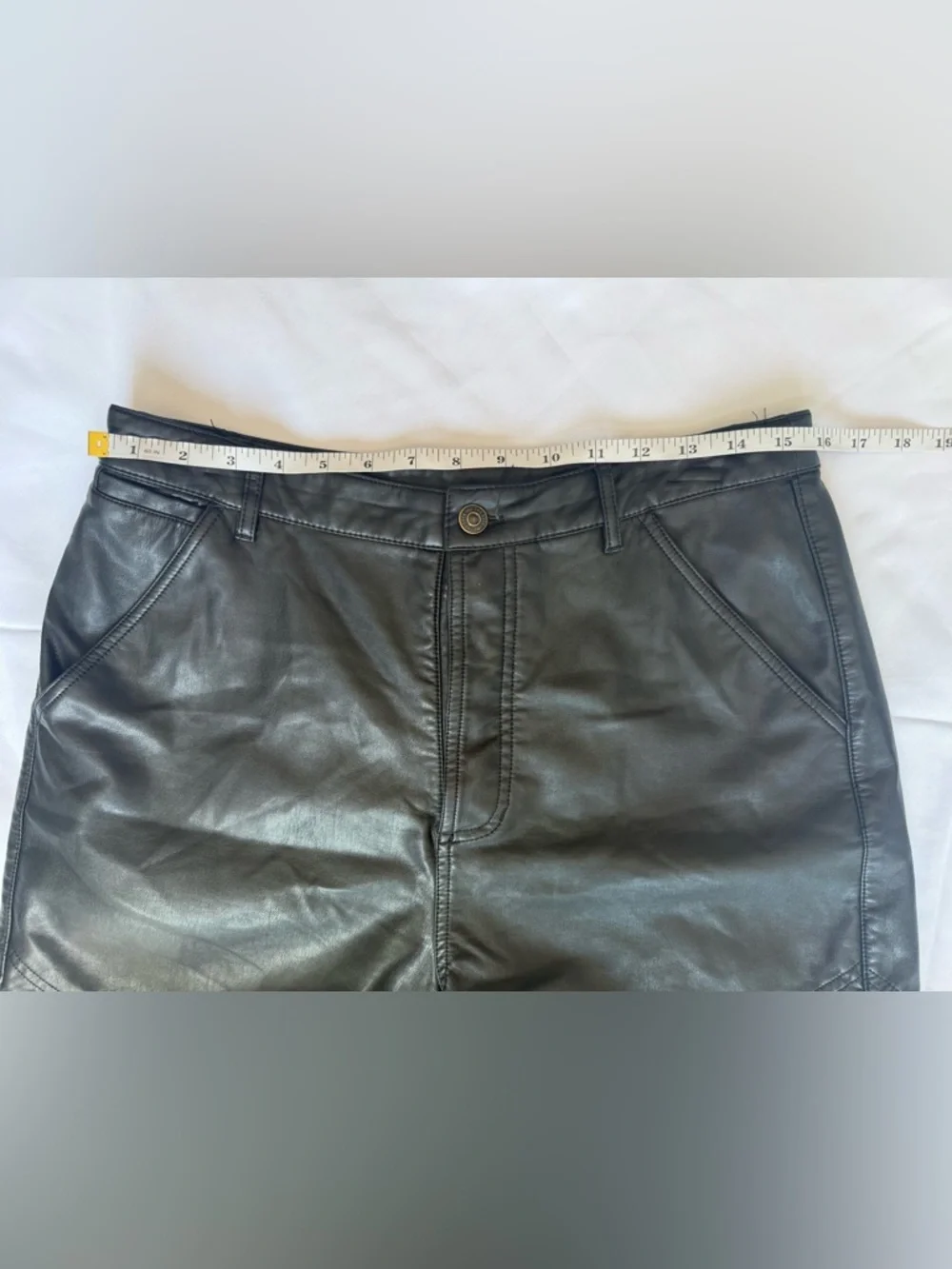 Free People Lita Black Vegan Leather High Rise Shorts Size 12